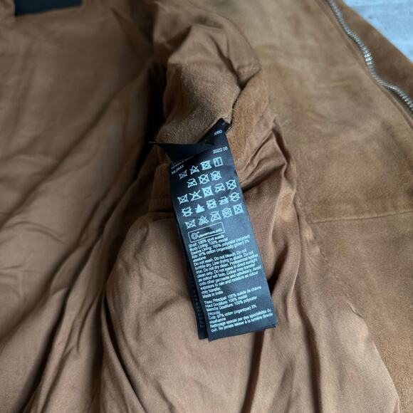 Allsaints kemble suede leather slim fit bomber jacket tan brown Mens size small - Picture 6 of 9